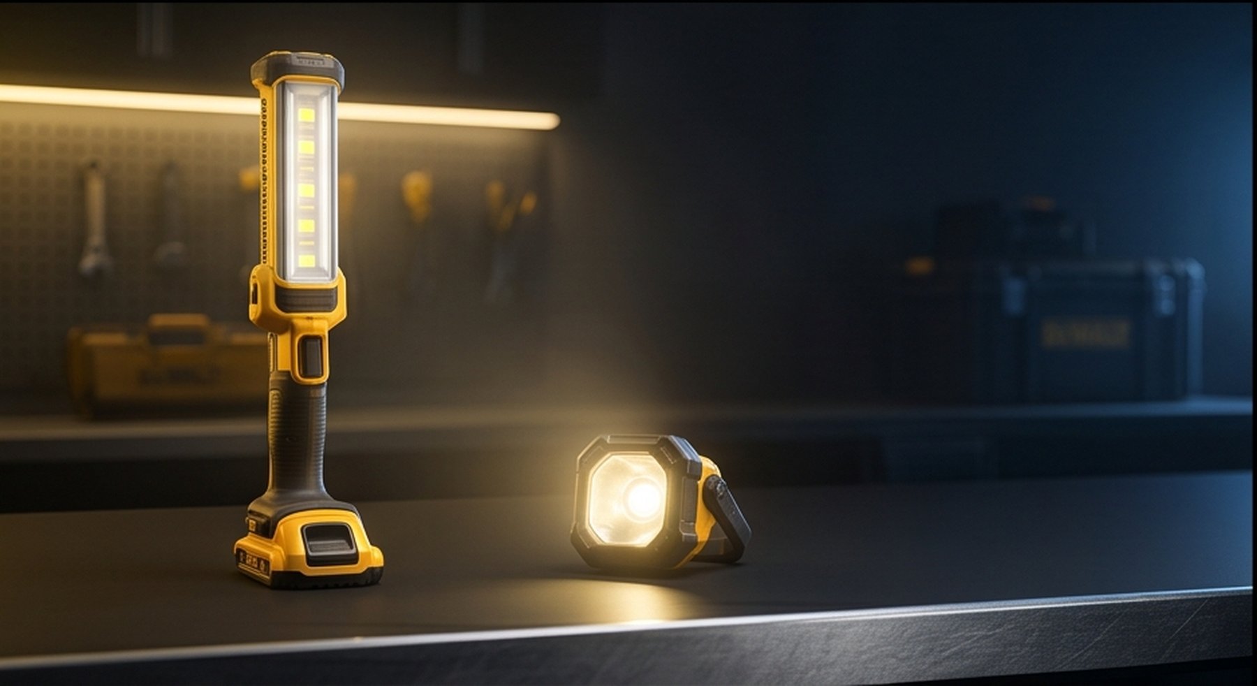DeWalt cordless jobsite tower light and spot light
