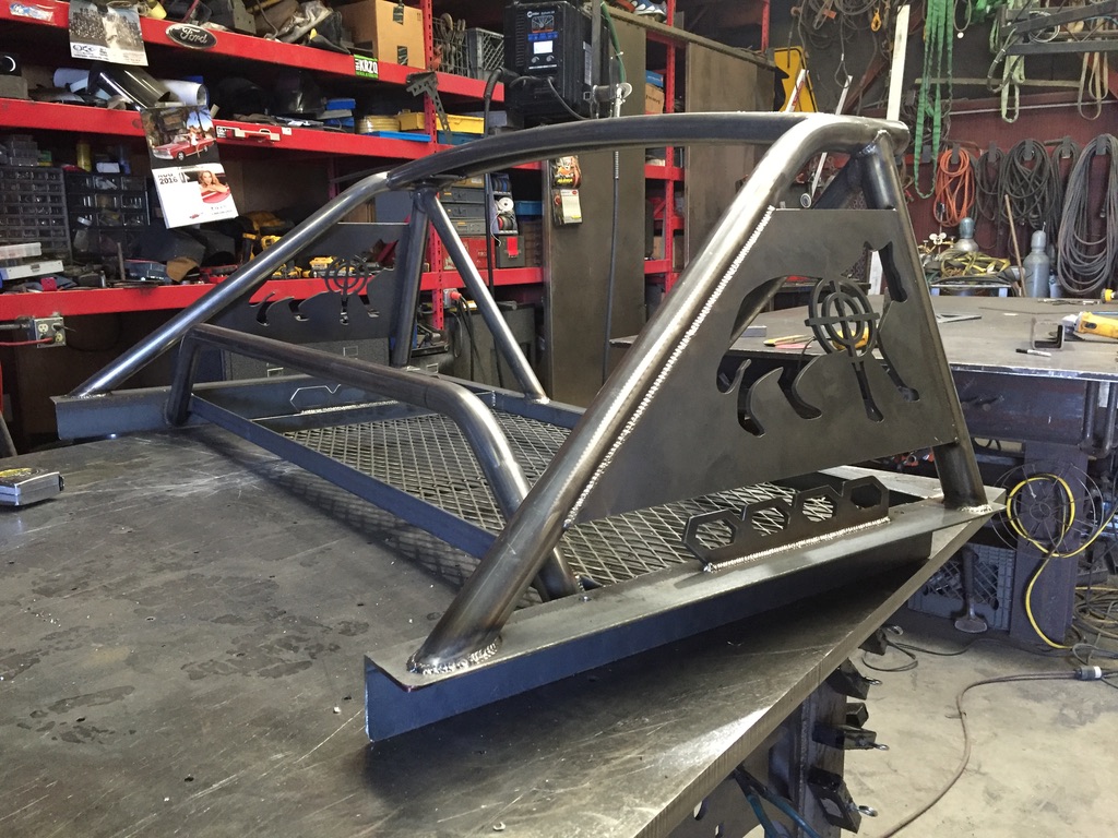 Custom truck cage with plasma-cut bear silhouettes
