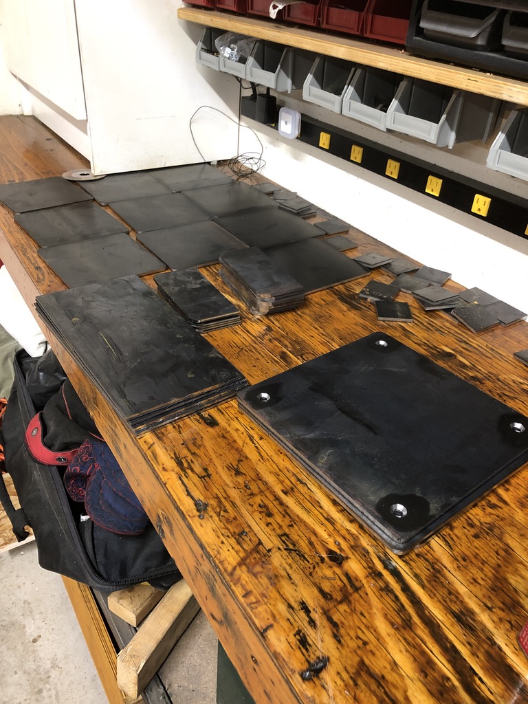 Stack of fabricated steel base plates
