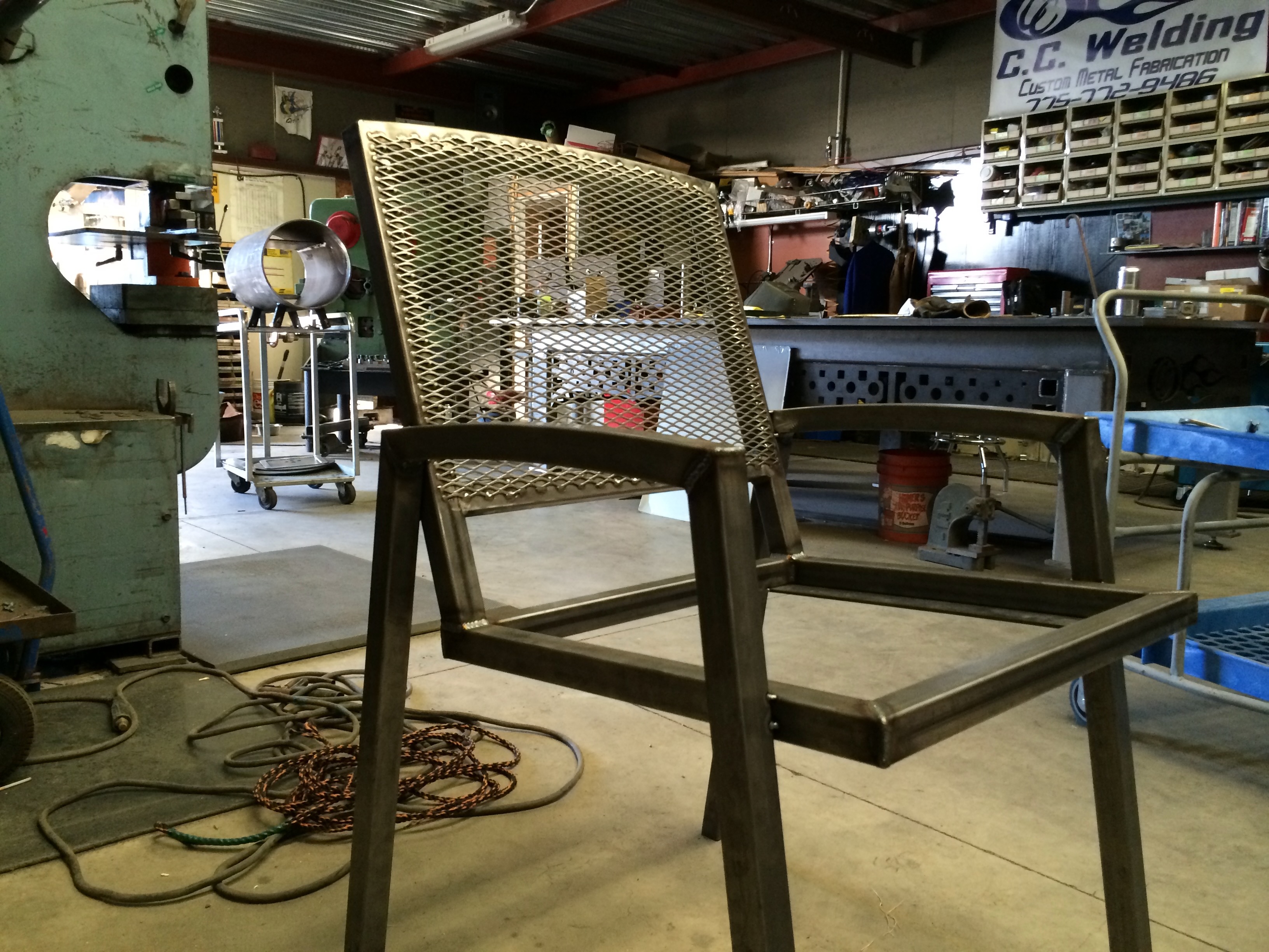 Steel and expanded metal chair